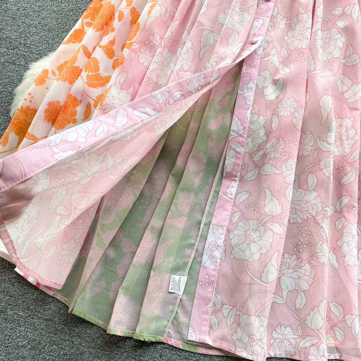 Chic Print Pleated Elegant Lantern Sleeve Dress A-line Casual Lace Up Vacation Party Dress Women Fashion Autumn Spring Vestidos