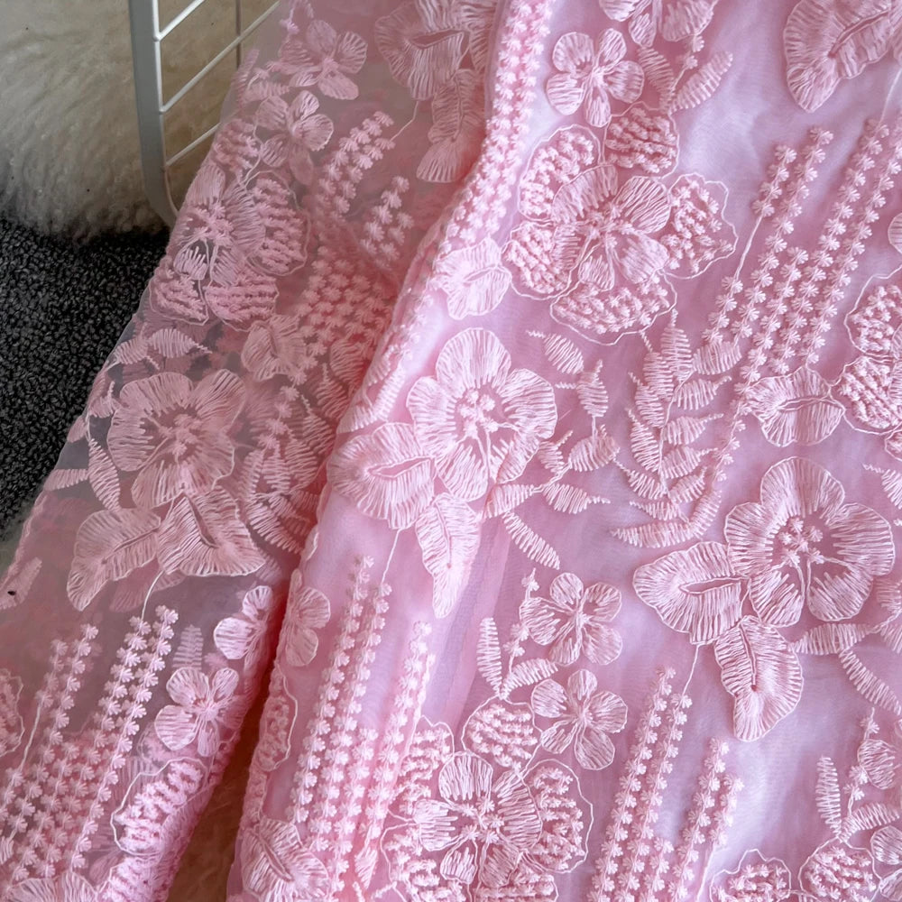 High Quality Floral Embroidery Two Piece Sets Women Suits Elegant OL Long Sleeve Shirt Mid Skirts 2 Piece Outfits Female
