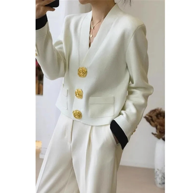Vintage Trendy V-neck Cardigan for Spring and Autumn New Women Long Sleeve Sweater Jacket Elegant Chic Knitted Thin Coat Female