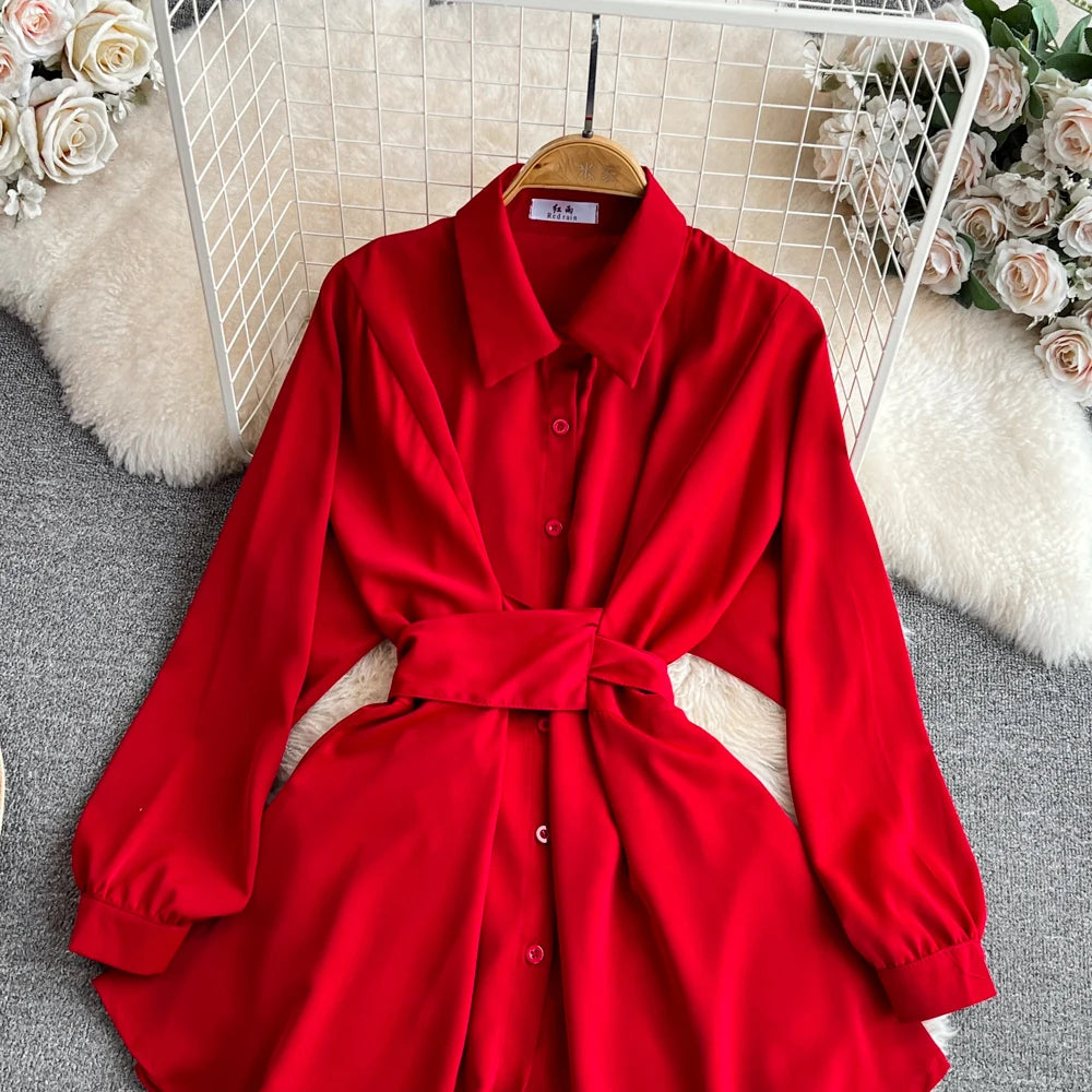 Autumn Women Elegant Casual Solid Shirts Tops Long Sleeve Vintage Party Birthday Blusas Female Chic Outerwear Blouses Clothes