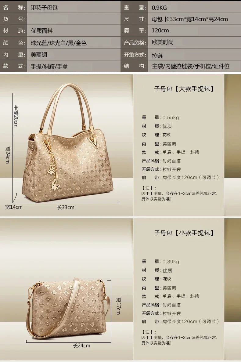 New fashion European and American one-shouldered cross-body handbags, large bags, medium bags, mother-in-law bags, women's bags