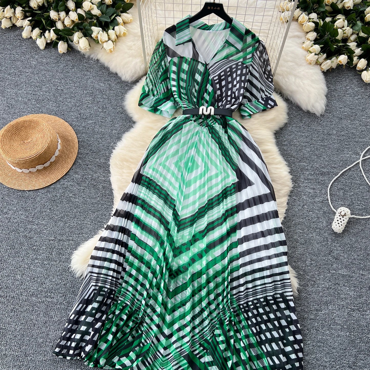 Retro Elegant summer asymmetrical print Dress sashes short Sleeve Vacation Party Women Vestidos dresses