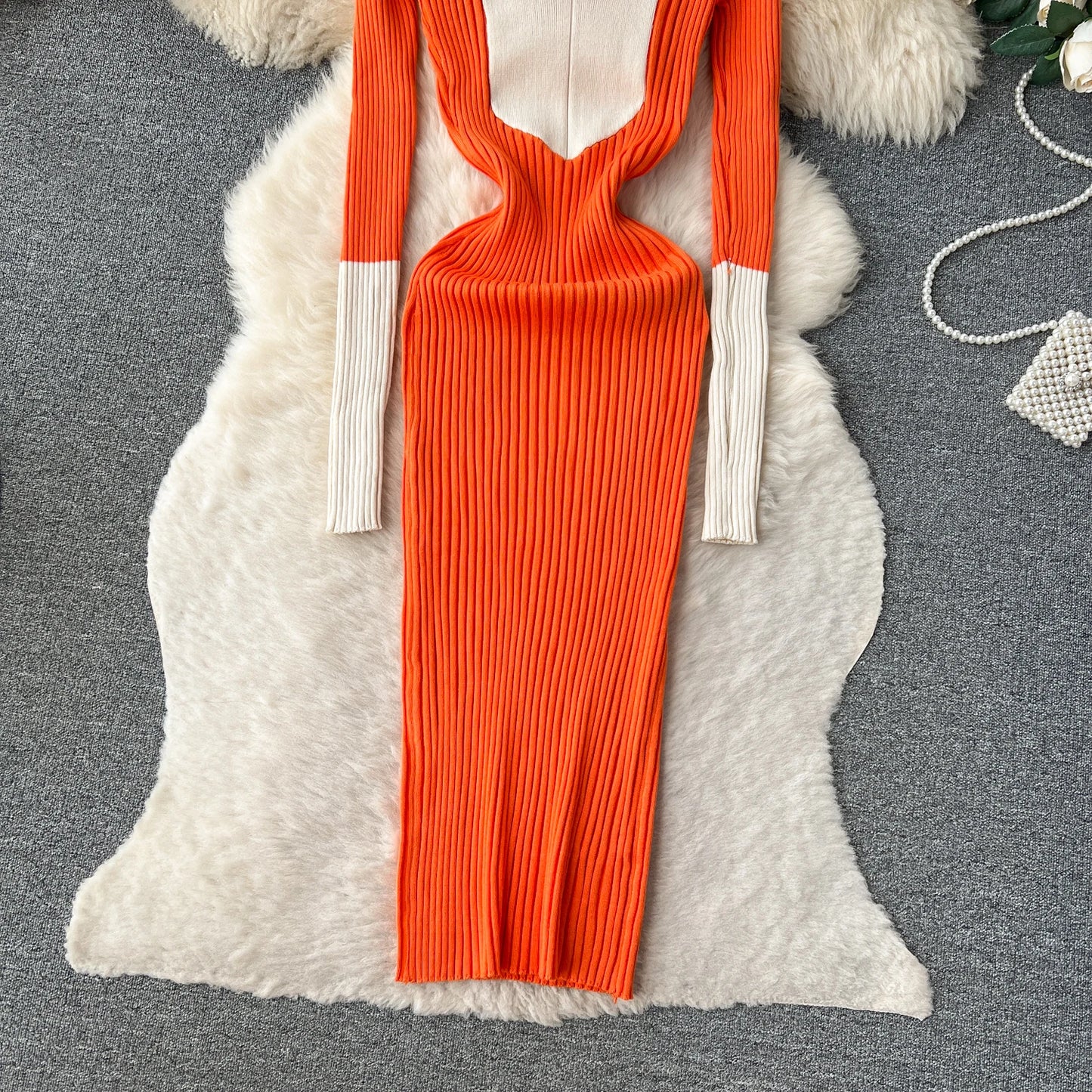 Elegant Polo-neck Long Sleeve Knit Bodycon Pencil Dress Slim Basic Fashion Sweater Vestido Sexy Women Autumn Winter Clothing