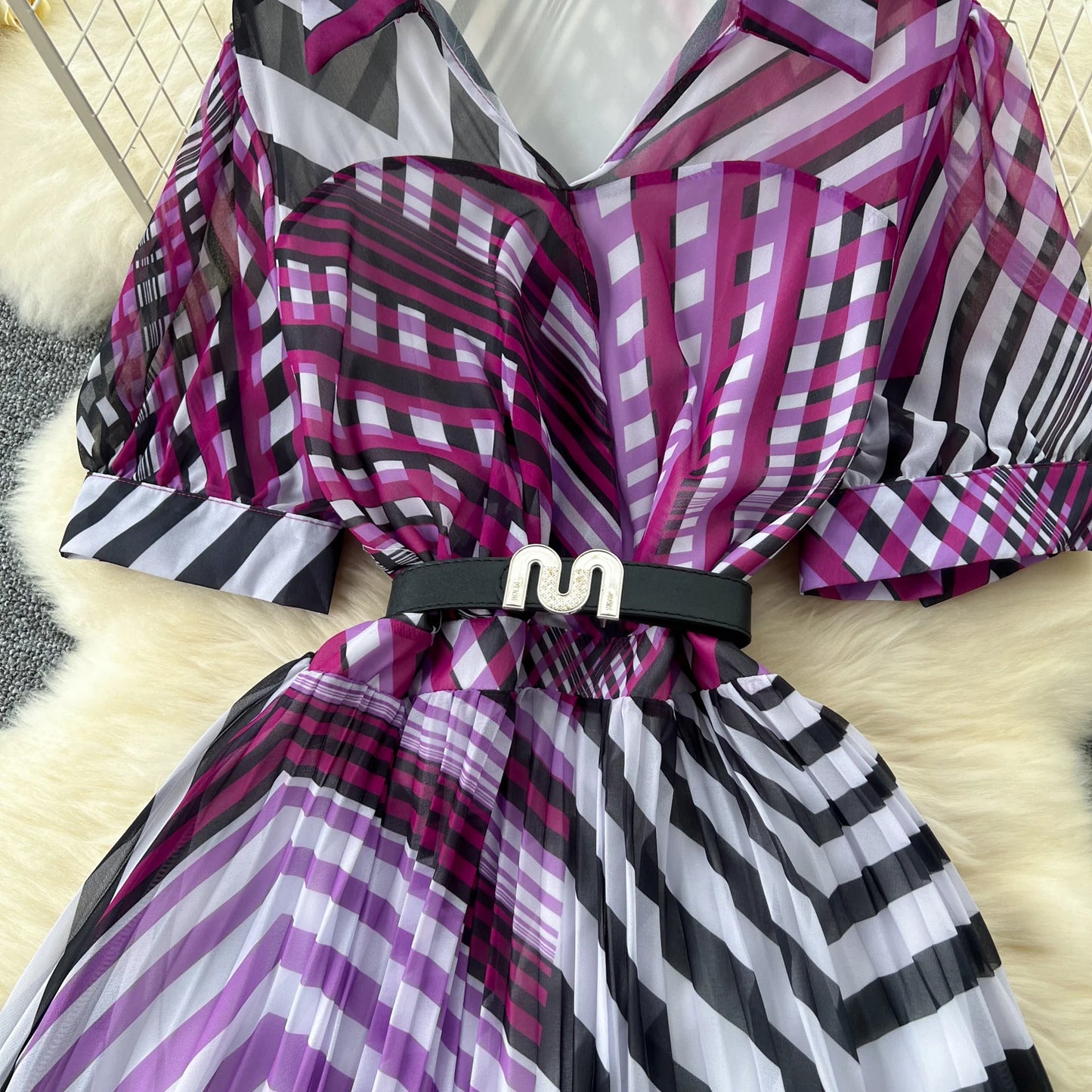 Retro Elegant summer asymmetrical print Dress sashes short Sleeve Vacation Party Women Vestidos dresses