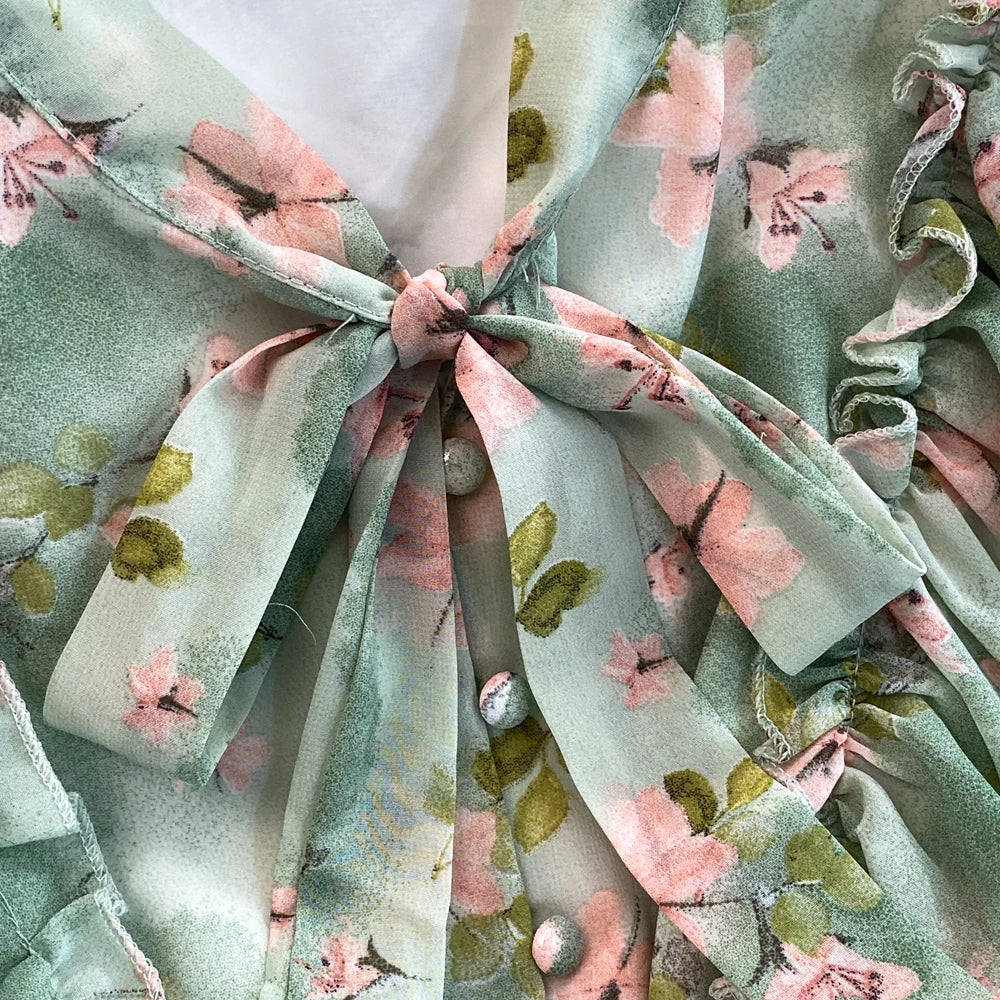 Summer Women Fashion Floral Print Casual Midi Dress Short Sleeve A-Line Maxi Boho Holiday Clothes Female Long Robe Mujers New