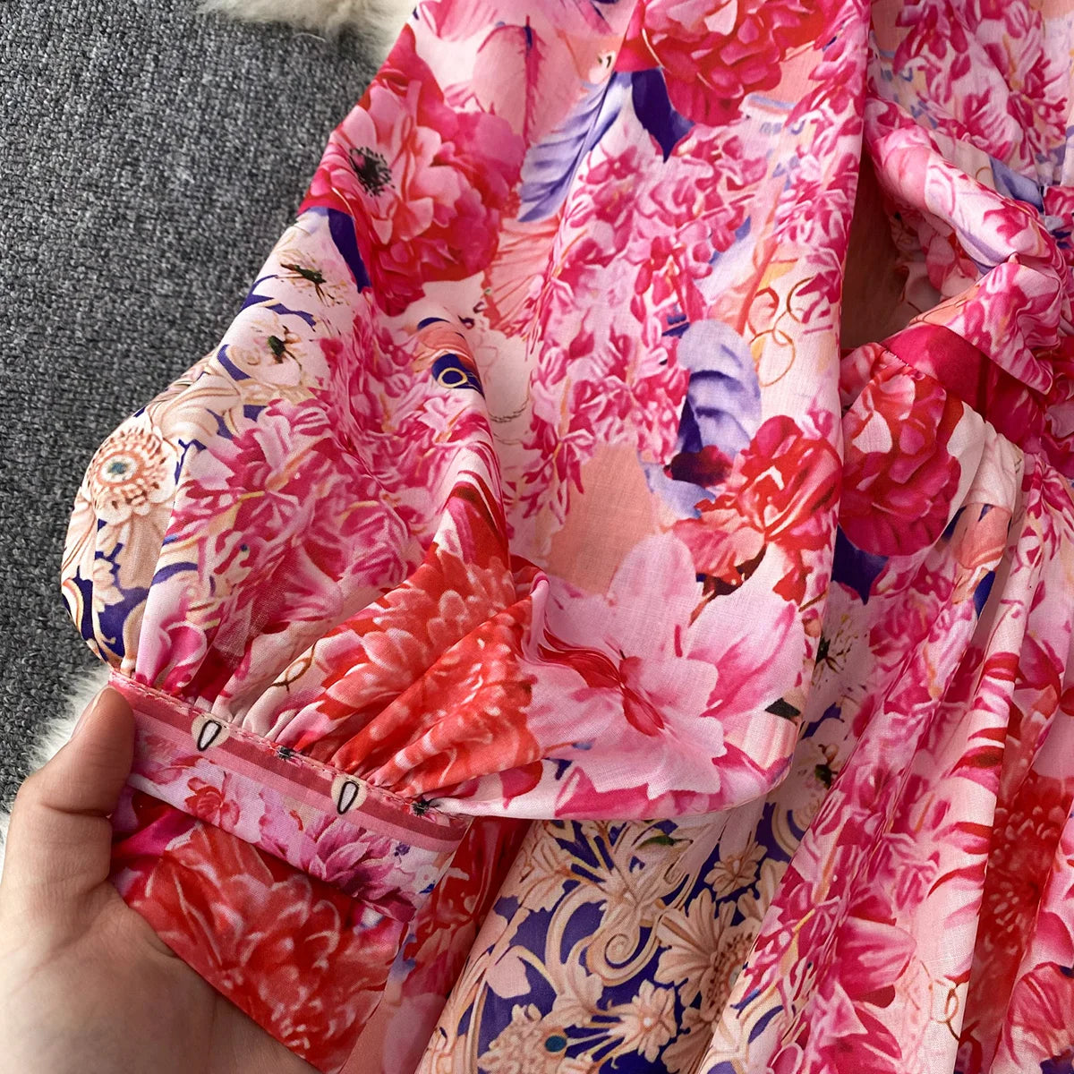 Short Dresses 2023 Fashion Women Clothing Party Elegant Vintage Floral Print Dress Womens V Neck Long Sleeve Mini Vacation Dress