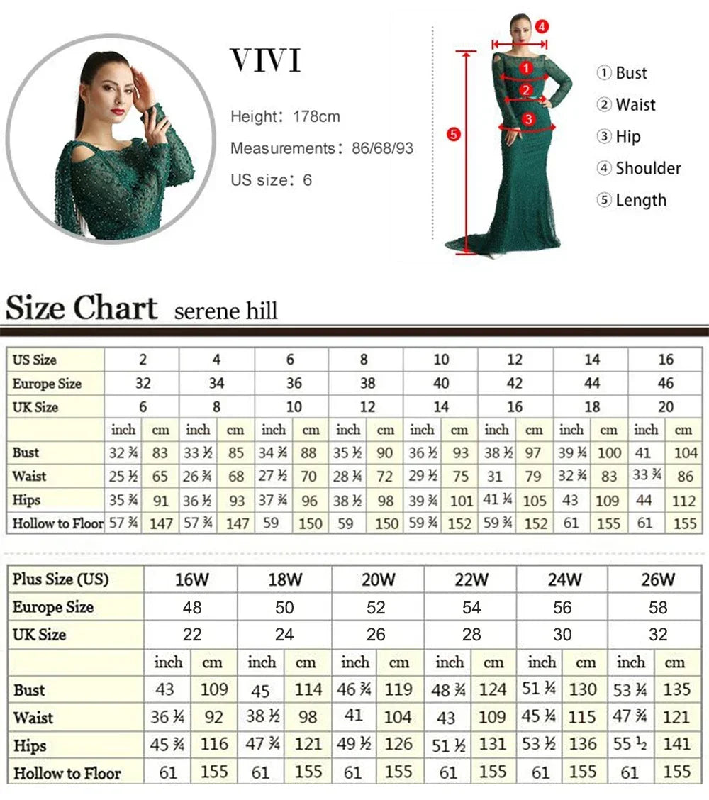 SERENE HILL 2024 Nude Mermaid Luxury Pearls Beaded Evening Dresses Elegant Gowns With Sideskirt Women Wedding Party GLA72348