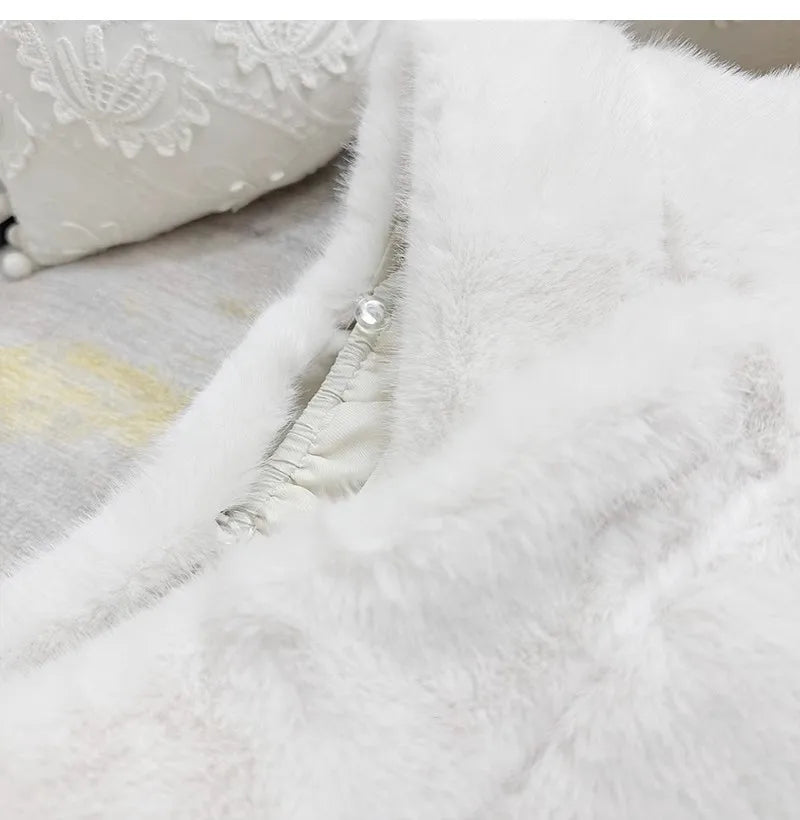 Off Shoulder Removable Faux Fur Shawl 2-Piece Set Elegant Luxury Old Money Style Set Coat+Hip Wrap Short Skirt Spring Female
