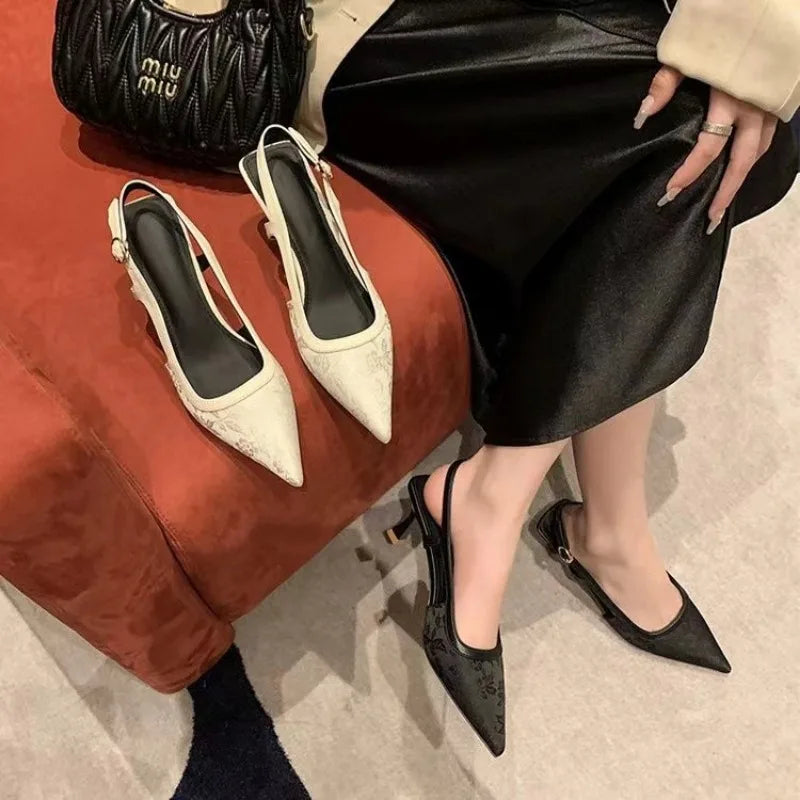 New summer women's shoes pointed-toe stiletto heels women's ethnic style bag toe leaky heel sandals