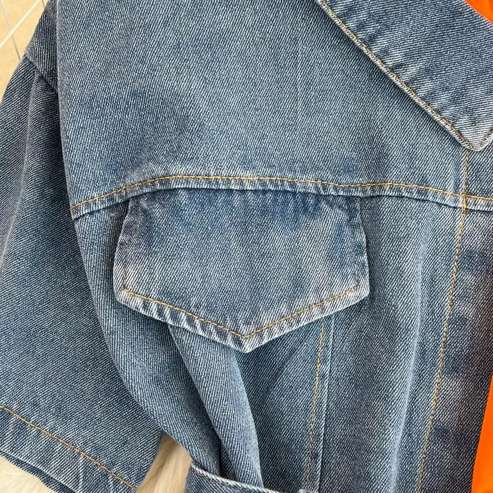 Women Summer Casual T Shirt Short Sleeve Streetwear Patchwork Denim Long Shirts Female O-neck Slim Jeans Tops