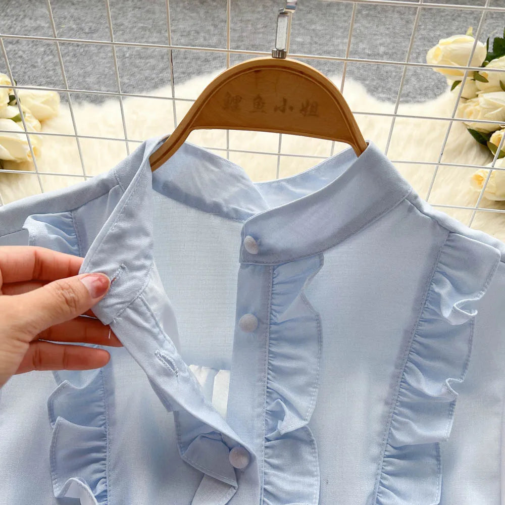 Chic Print Ruffle Elegant Puff Sleeve Dress A-line Casual Belt Beach Vacation Mini Dress Women Fashion Summer Spring Vestidos
