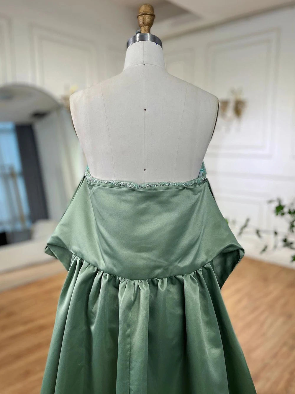 Serene Hill-Sage Green Mermaid Evening Dresses for Women, Strapless, Elegant, Sexy, Beaded, Wedding Party, 2023, BLA72126