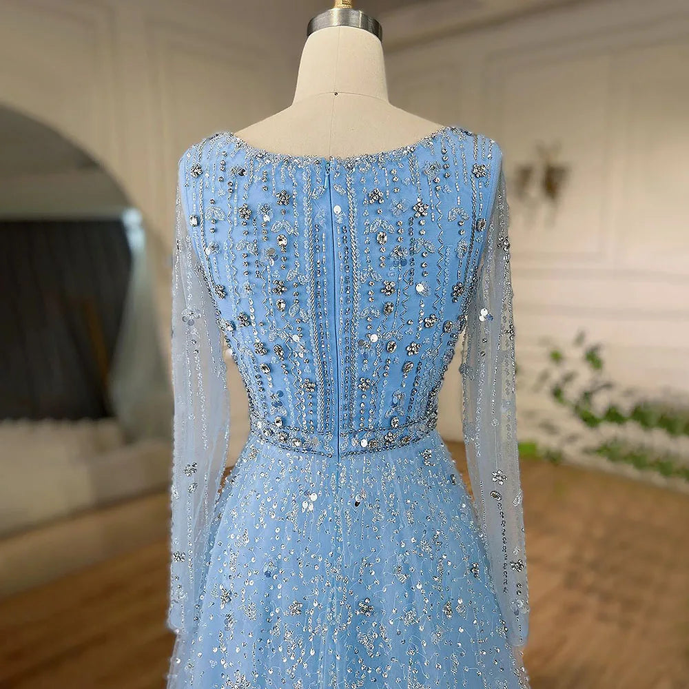 Serene Hill Dubai Arabic Designer Luxury Nude A Line Beaded Evening Dresses Gowns For Formal Occasion 2024 LA72088