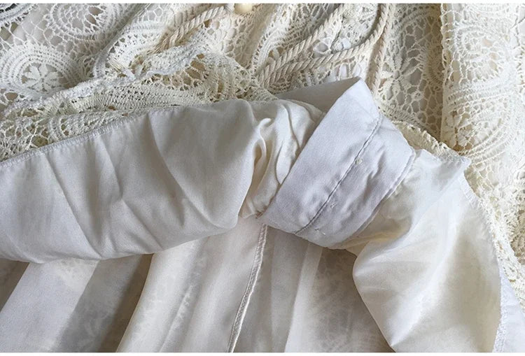 French Vintage Lace Dress Women Elegant Lantern Sleeve Party Long Dress with Belt ladies Slim A-line Spring Autumn Long Robe
