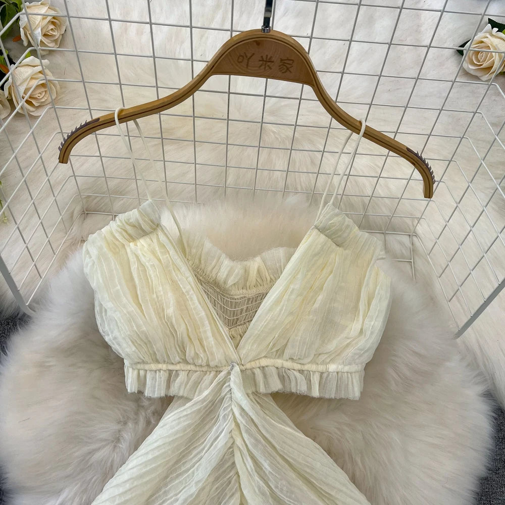 Vintage Women Summer Fashion Spaghetti Strap Dress Sleeveless Casual Bodycon Elegant Slim Party Dresses Female Clothes Vestidos