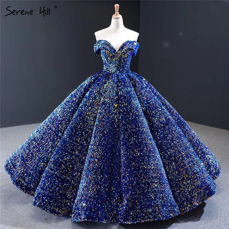 Dubai Sweetheart Sexy Green Luxury Wedding Dresses 2024 Sequined Off Shoulder Bridal Gowns Serene Hill HM66991 Custom Made