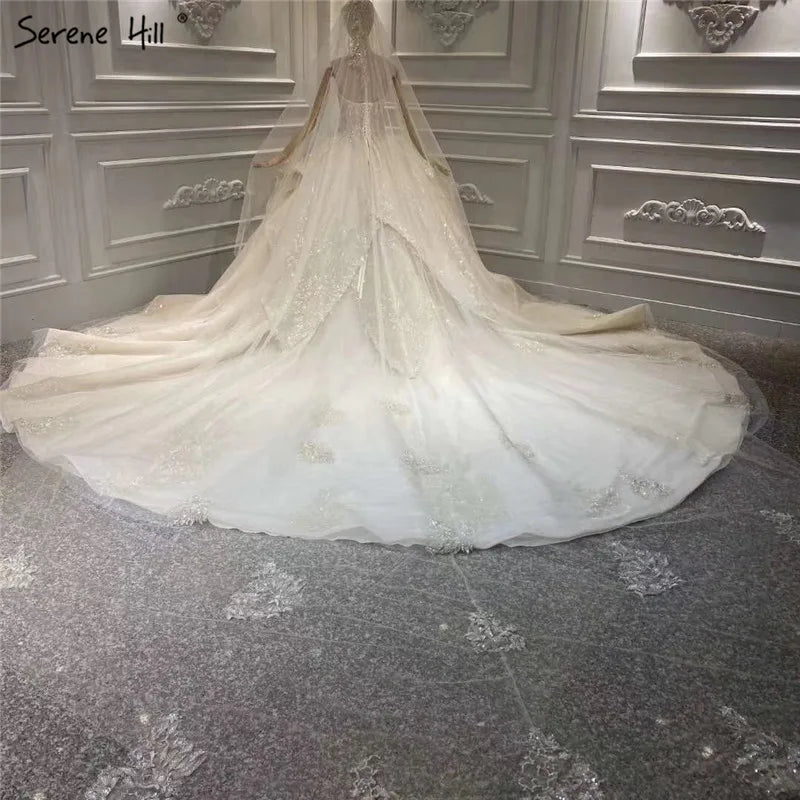Ultimate Luxury Off Shoulder Sexy Wedding Dresses 2024 Dubai Champange Diamond Sequins Bridal Gowns HA2299 Custom Made