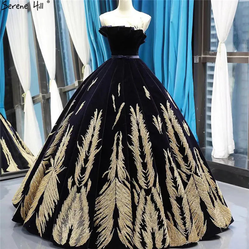 Black Gold Sleeveless Sexy Wedding Gowns 2024 Latest Design Beading Sequined Wedding Dresses Real Photo Custom Made HM66741