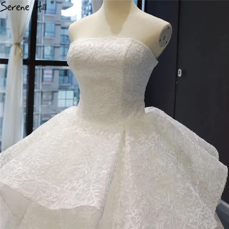 White Strapless Sexy Vintage Wedding Dresses 2024 Lace Sequined Sleeveless Bridal Gowns Real Photo HM66632 Custom Made