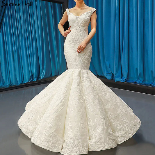 White Sequined Sexy  Wedding Dresses 2024 Mermaid High-end Luxury Bridal Gowns Real Photo HM66708 Custom Made