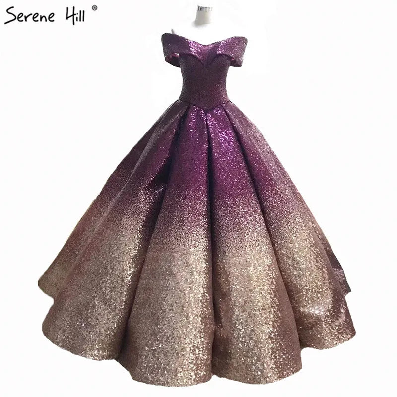 Contrast Coloar Off Shoulder Sexy Wedding Dress 2024 Luxury Sequined Sparkly High-end Bridal Gowns 66536 Custom Made