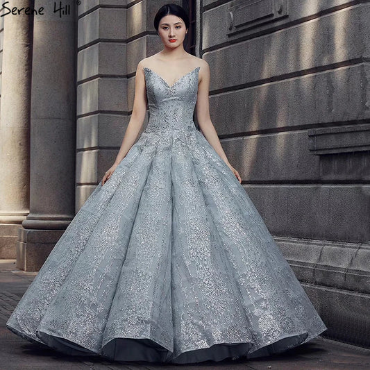 Newest Grey Off Shoulder Sexy Wedding Dress 2024 Fashion Beading Sequined Bridal Vintage Wedding Gown Real Photo 66570