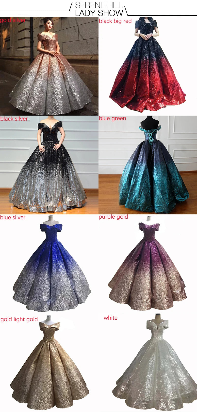Contrast Coloar Off Shoulder Sexy Wedding Dress 2024 Luxury Sequined Sparkly High-end Bridal Gowns 66536 Custom Made