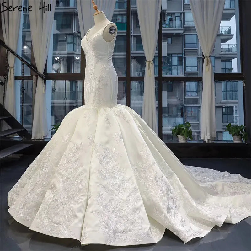 Long  Luxury Lace Up Mermaid Wedding Dress Train Sexy  Bridal Gowns 2024 Robe De Marriage HM66785 Custom Made