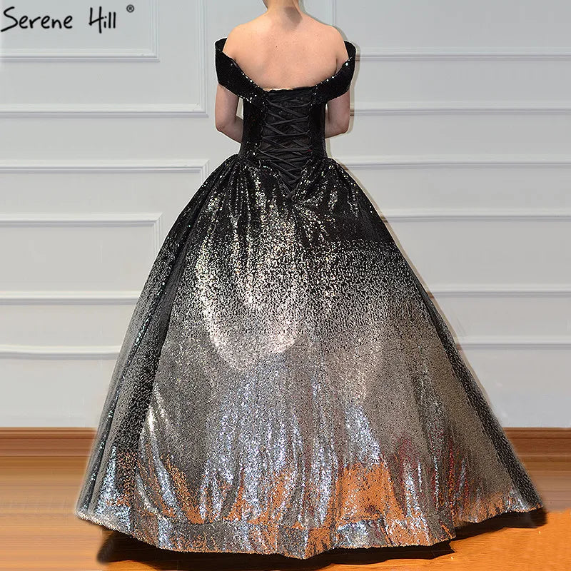 Contrast Coloar Off Shoulder Sexy Wedding Dress 2024 Luxury Sequined Sparkly High-end Bridal Gowns 66536 Custom Made