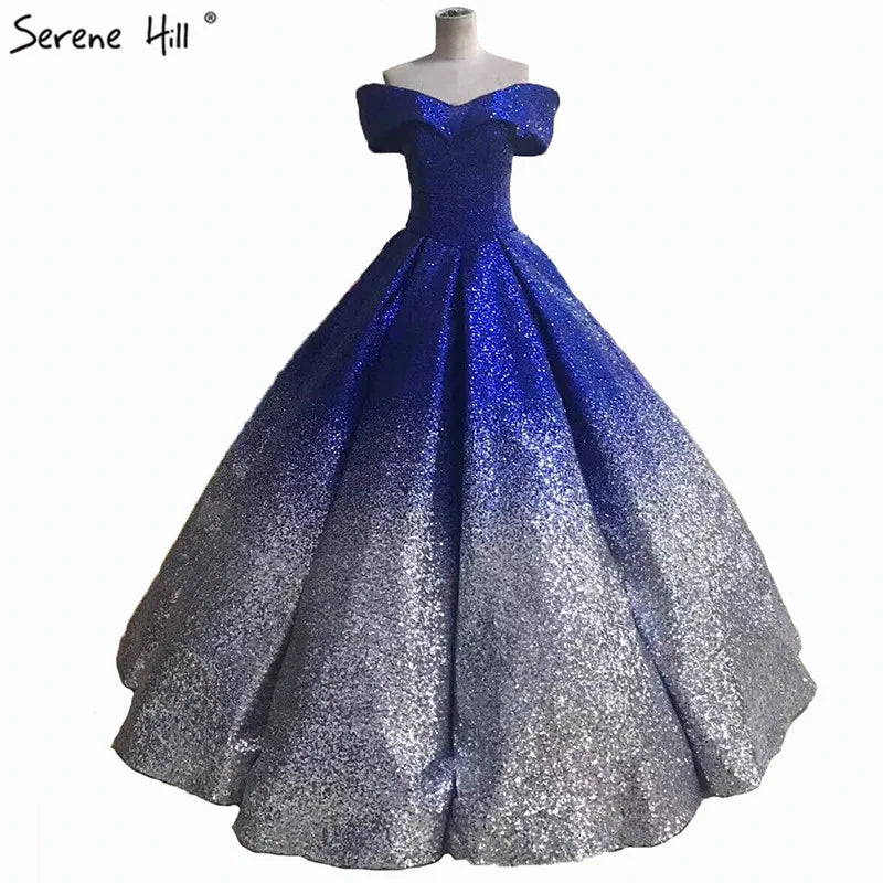 Contrast Coloar Off Shoulder Sexy Wedding Dress 2024 Luxury Sequined Sparkly High-end Bridal Gowns 66536 Custom Made