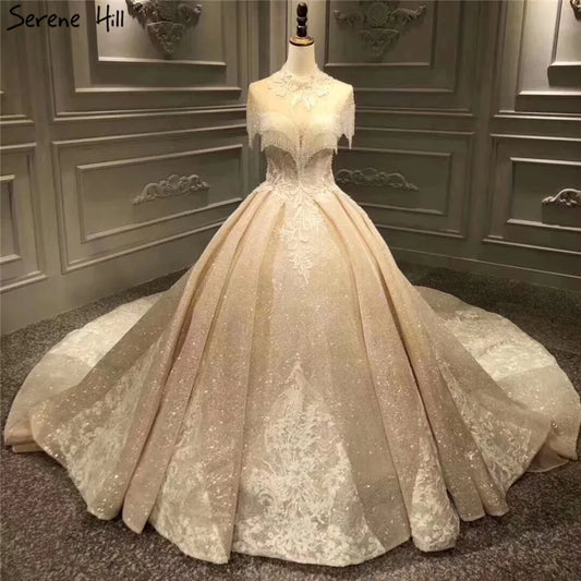 Newest High Extreme Luxury Fashion Wedding Dresses Crystal Tassel Sleeveless Sexy Lace Up Bridal Dress 2024 Real Photo HA2179