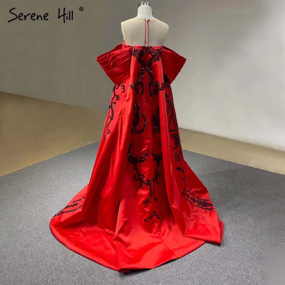 Serene Hill Green Mermaid Luxury Evening Dresses Gowns 2024 Satin Elegant Sexy For Women Party HM67227