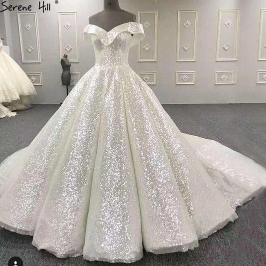 2024 New High-end Sleeveless Sparkle Wedding Dresses Off Shoulder Sexy Fashion Vintage Bridal Gown Real Picture HA2265