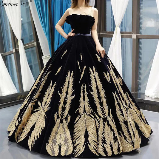 Black Gold Sleeveless Sexy Wedding Gowns 2024 Latest Design Beading Sequined Wedding Dresses Real Photo Custom Made HM66741
