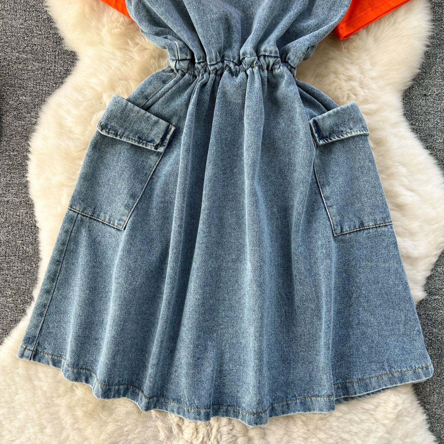 Spring Fashion Elegant Casual Women Patchwork Mini Denim Dress Vintage Slim Drawstring Dresses Female Party Clothes Robe New