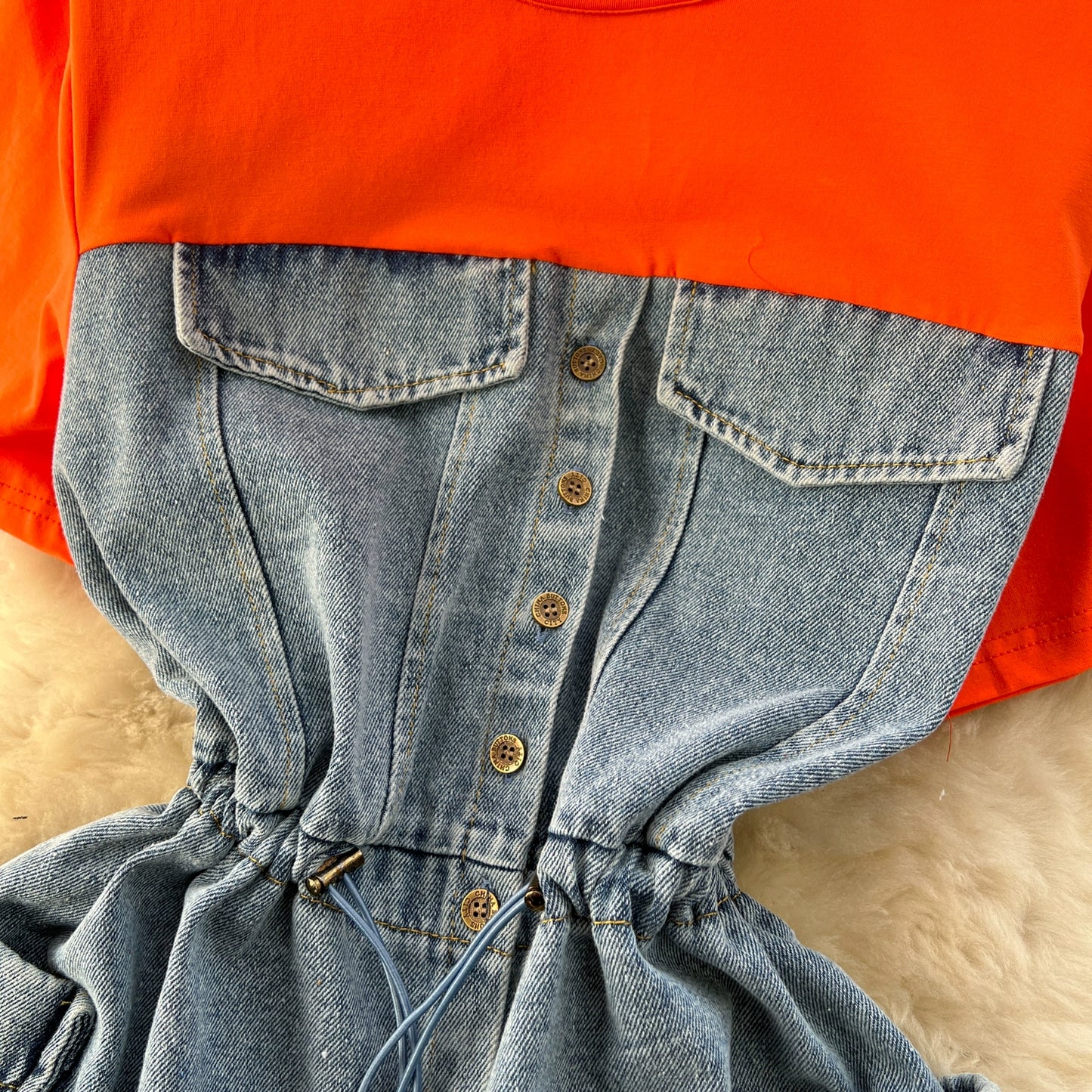 Spring Fashion Elegant Casual Women Patchwork Mini Denim Dress Vintage Slim Drawstring Dresses Female Party Clothes Robe New