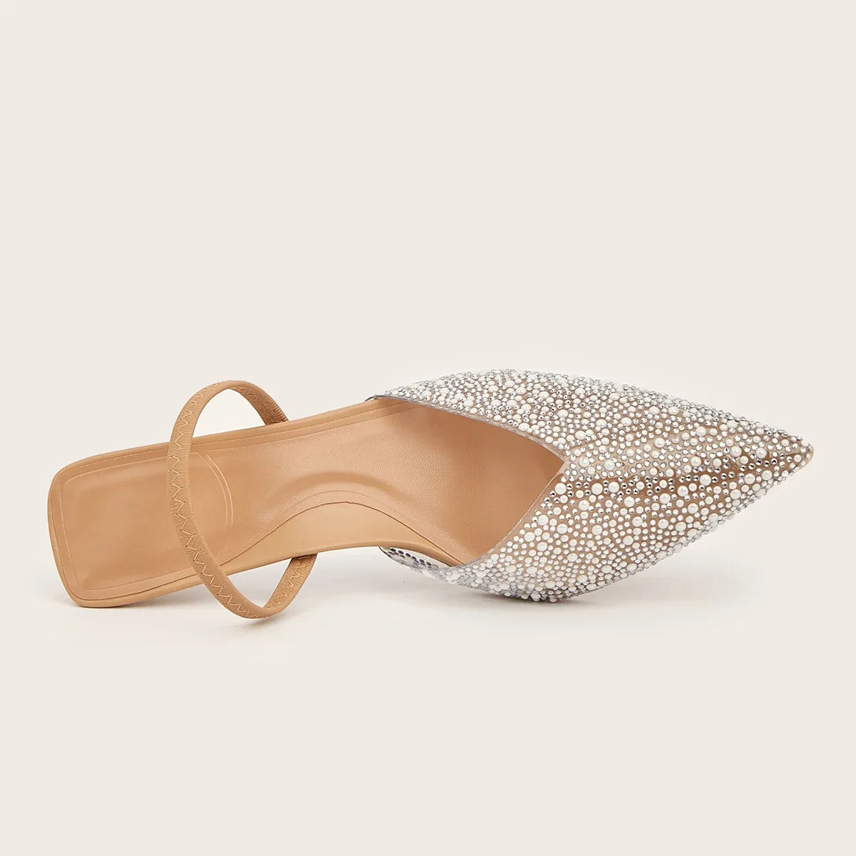 Elegant Women's high Heeled Sandals Translucent Faux Pearls Decor Slingback Stiletto Comfy Lightweight Prom Heels