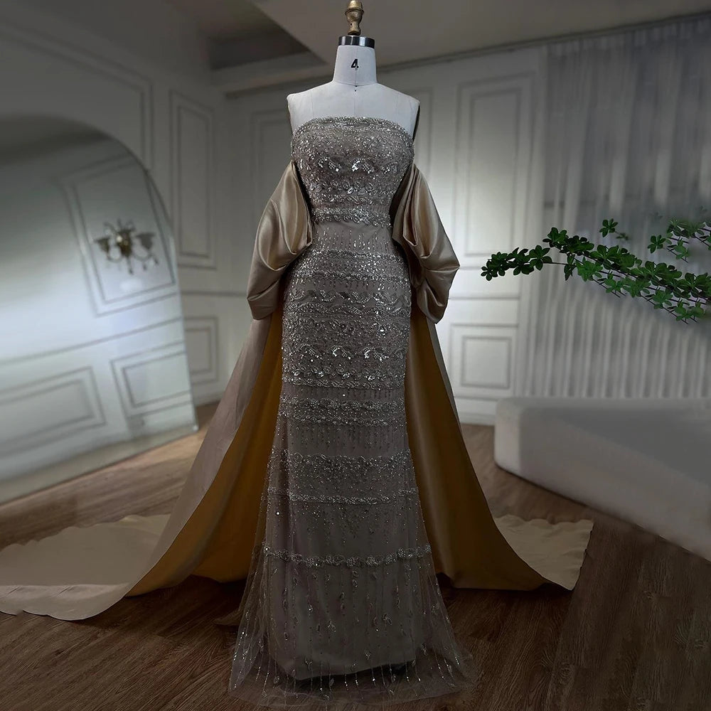 Serene Hill-Sage Green Mermaid Evening Dresses for Women, Strapless, Elegant, Sexy, Beaded, Wedding Party, 2023, BLA72126