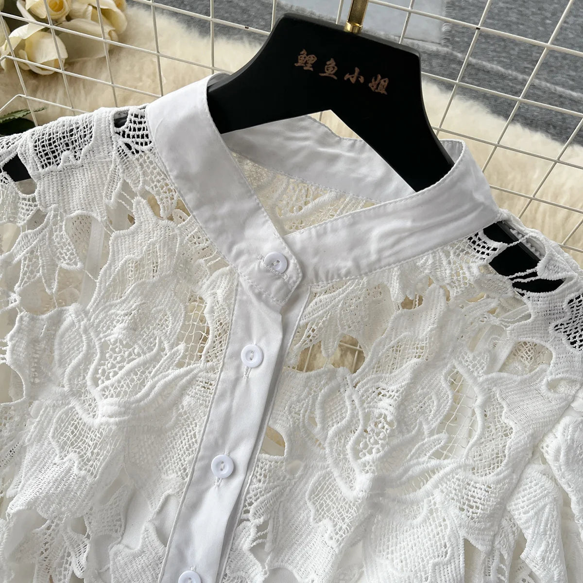 Summer Dresses For Women 2023 Luxury Party Elegant Openwork Embroidery Lace Dress Short Puff Sleeve White Mini Dress With Belt
