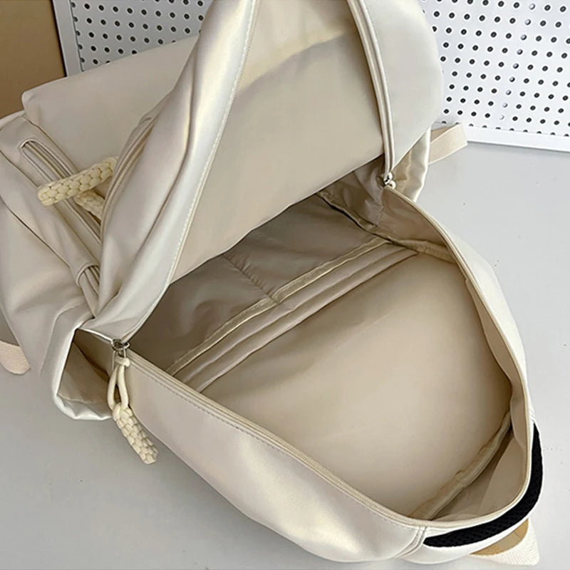 Korean Fashion College Student School Bags Women's New Trendy Casual Glossy Leather Backpacks Versatile Large Capacity Handbags