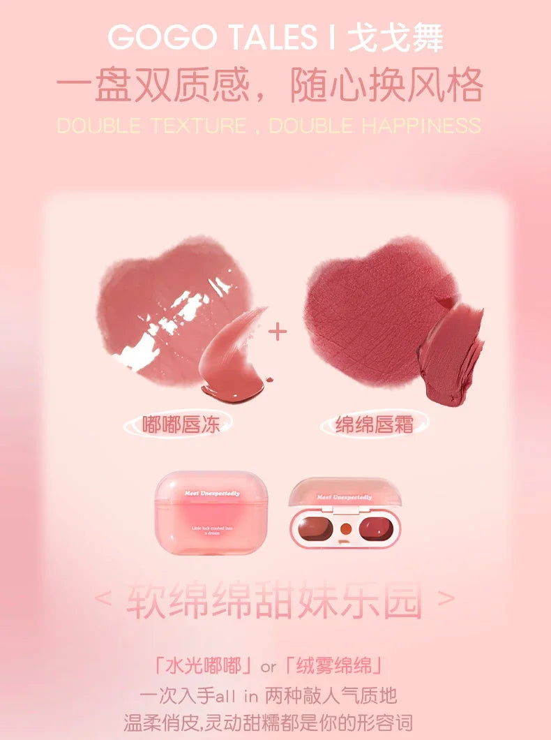 GOGO TALES Double Lip Gloss Mirror Finish Nude Color Korean Lipstick Matte, Non-Sticky Lip Mud for Long-Lasting Vegan Makeup