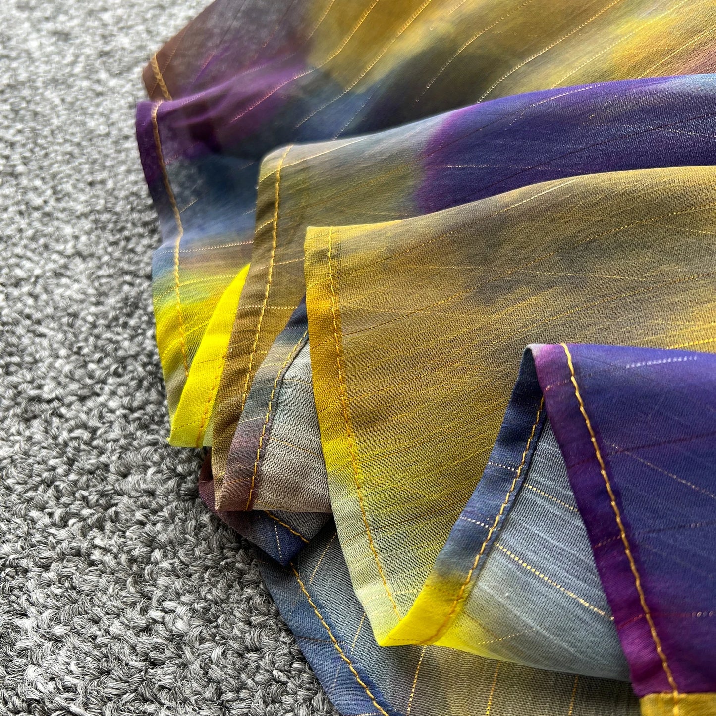 sweet tie dye Lantern Sleeve embroidery o neck chiffon Dress French Party Elegant Summer Sexy Slim Women dresses