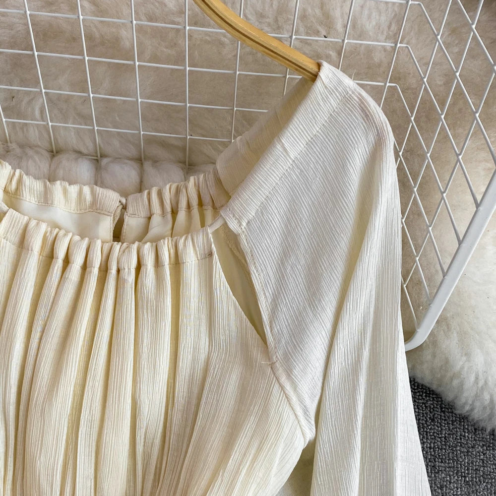 Elegant Sweet Princess Party Dress Women High Waist A-Line Lace Up Autumn French Vintage Prom Robe One Piece Vestidos Mujer New