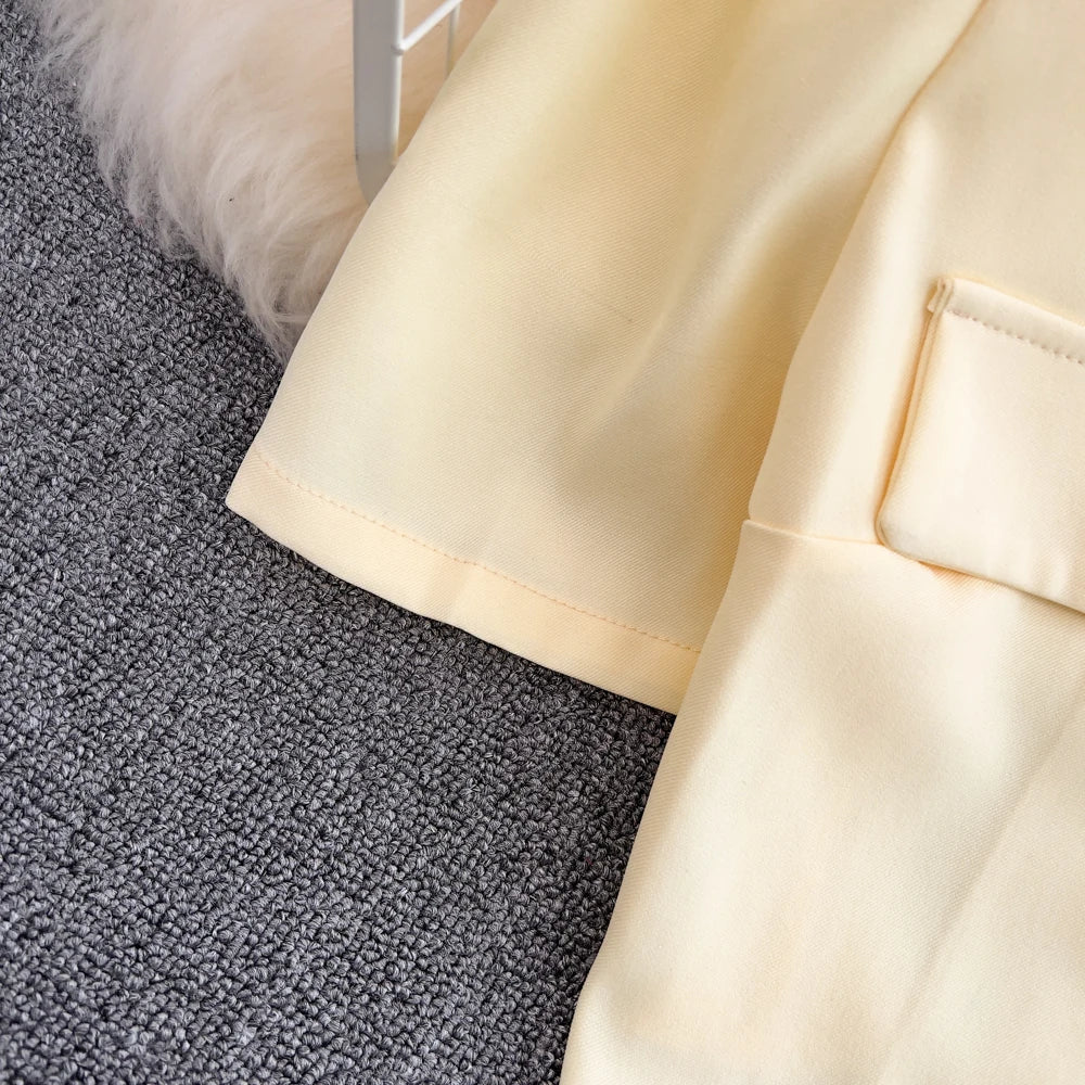 Chic Two Pieces Sets Sexy Single Breasted puff sleeve sweet blouse with Fashion basics A-line Skirt Vacation Sets