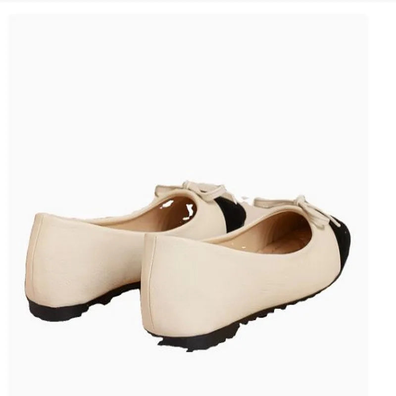 Flat Shoes Women 2024 New Summer Autumn Square Toe small fragrant wind Shallow Mouth Square Bow Ladies Shoes Big Size 44 45 46