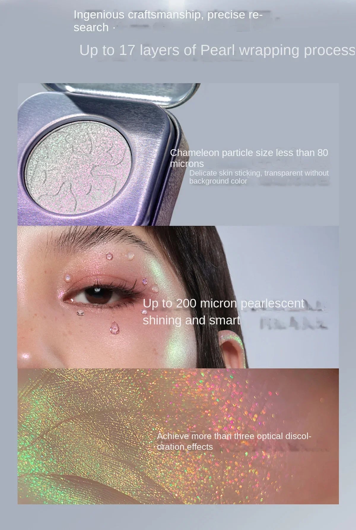 Kaleidos Highlighting Chameleon Diamond Face Highlighter & Glitter Palette Chrome Metallic Eyeshadow Makeup