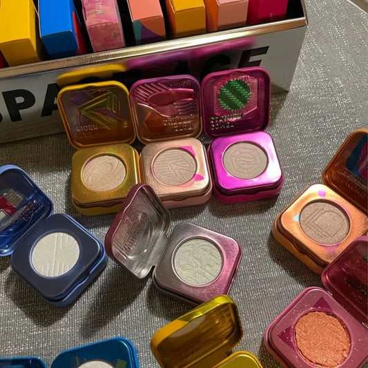Kaleidos Highlighting Chameleon Diamond Face Highlighter & Glitter Palette Chrome Metallic Eyeshadow Makeup