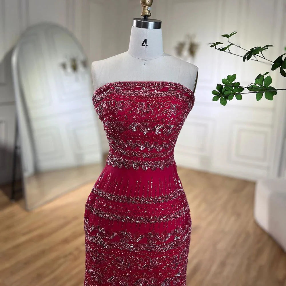 Serene Hill-Sage Green Mermaid Evening Dresses for Women, Strapless, Elegant, Sexy, Beaded, Wedding Party, 2023, BLA72126