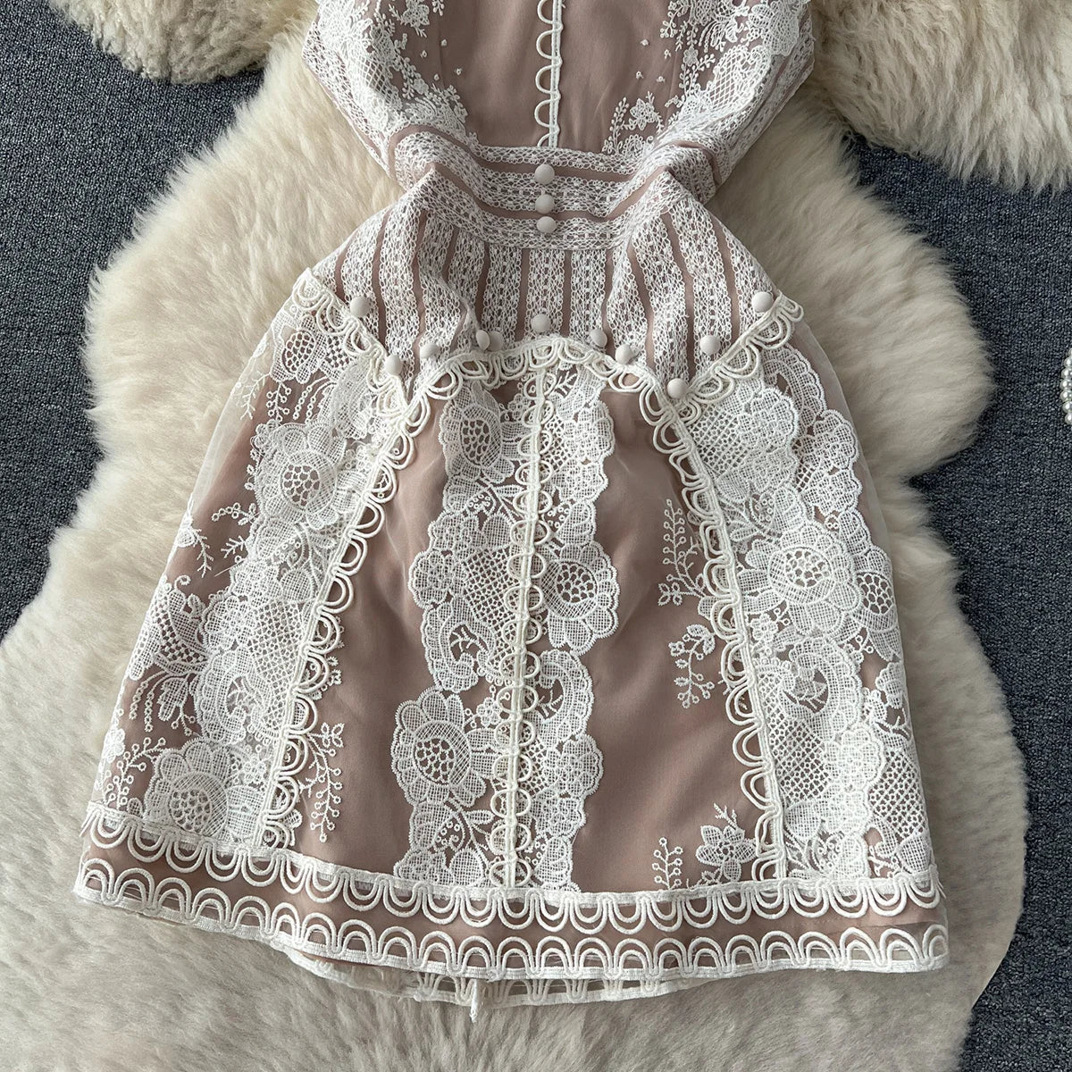 Short Dresses For Women 2023 Wedding Guest Elegant Evening Party Dress Summer Sleeveless Round Neck Luxury Embroidery Lace Dress