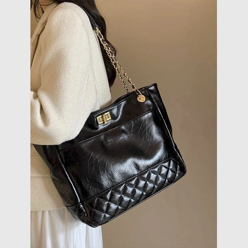 Fashion Luxury Shoulder Bags for Women Diamond Grid Large Capacity Totes Female 2024 New in Versatile Tote Underarm Shoulder Bag